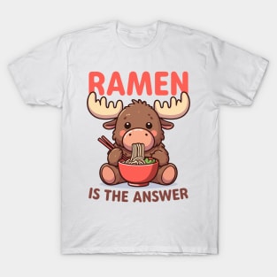 Moose Eating Ramen Noodles Food T-Shirt